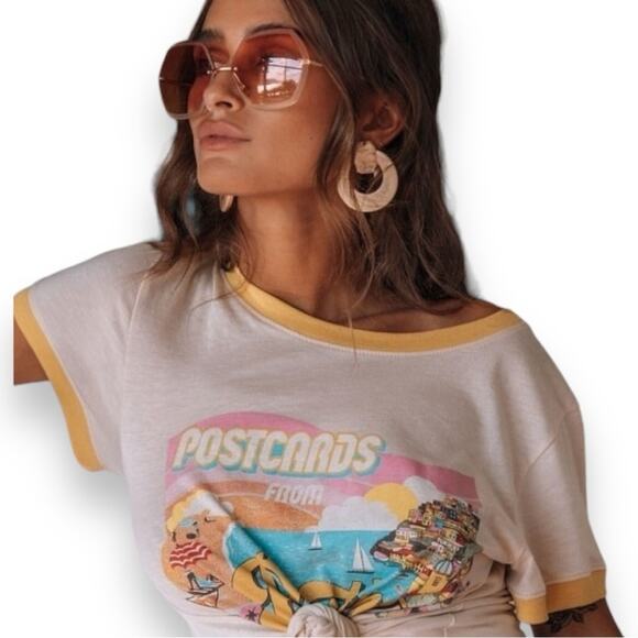 Spell & The Gypsy Positano Organic Girlfriend Tee Cream - Picture 2 of 14